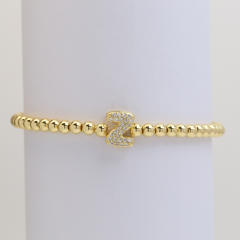 18KG diamond bubble letter initial letter copper bead bracelet