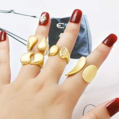 Real gold plated copper frosted pattern chunky finger rings