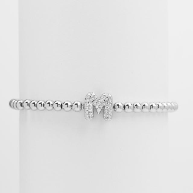 18KG diamond bubble letter initial letter copper bead bracelet