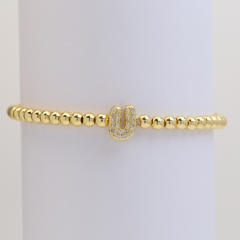 18KG diamond bubble letter initial letter copper bead bracelet