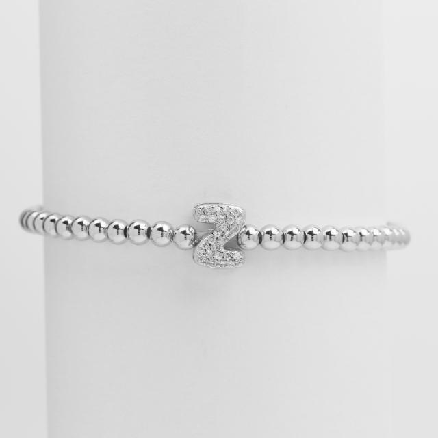 18KG diamond bubble letter initial letter copper bead bracelet