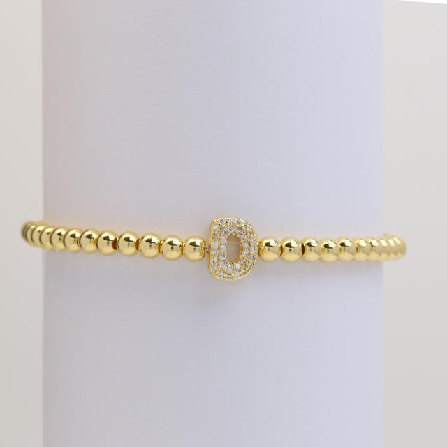 18KG diamond bubble letter initial letter copper bead bracelet