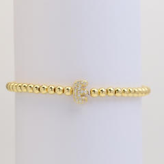 18KG diamond bubble letter initial letter copper bead bracelet