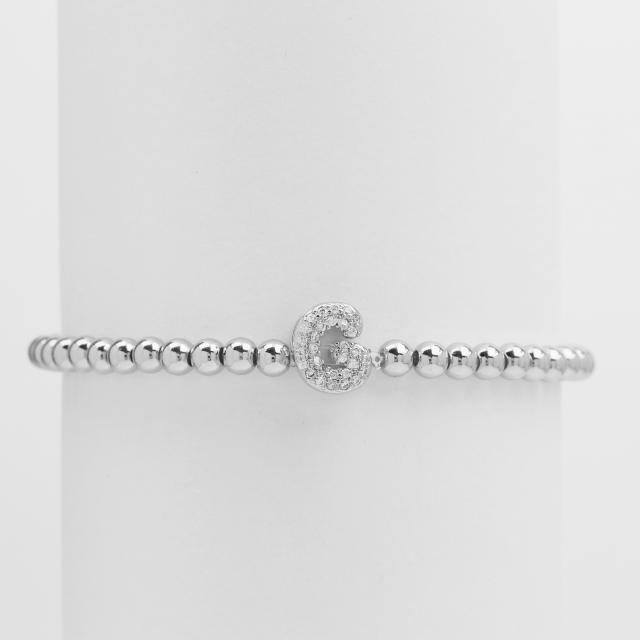 18KG diamond bubble letter initial letter copper bead bracelet