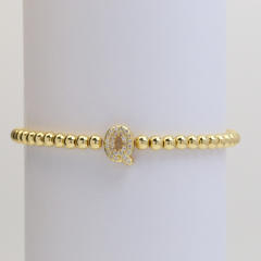 18KG diamond bubble letter initial letter copper bead bracelet