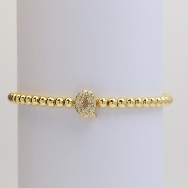 18KG diamond bubble letter initial letter copper bead bracelet