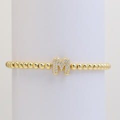 18KG diamond bubble letter initial letter copper bead bracelet