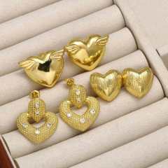 18KG copper chunky heart bigger earrings