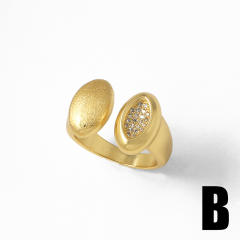 Real gold plated copper frosted pattern chunky finger rings