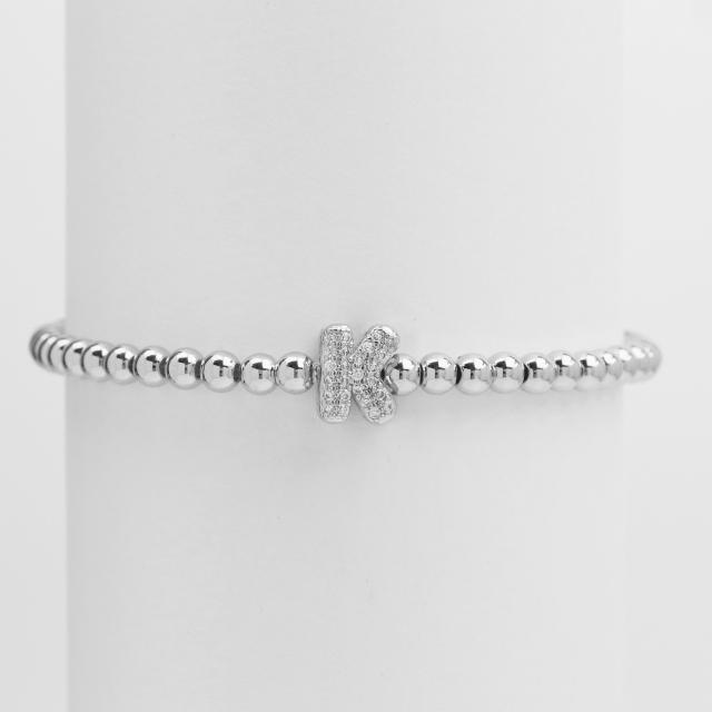 18KG diamond bubble letter initial letter copper bead bracelet