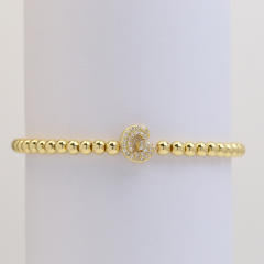 18KG diamond bubble letter initial letter copper bead bracelet