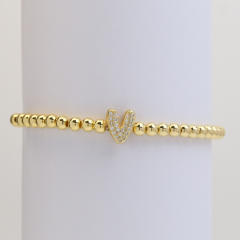 18KG diamond bubble letter initial letter copper bead bracelet