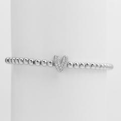 18KG diamond bubble letter initial letter copper bead bracelet