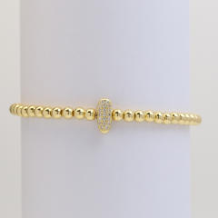 18KG diamond bubble letter initial letter copper bead bracelet