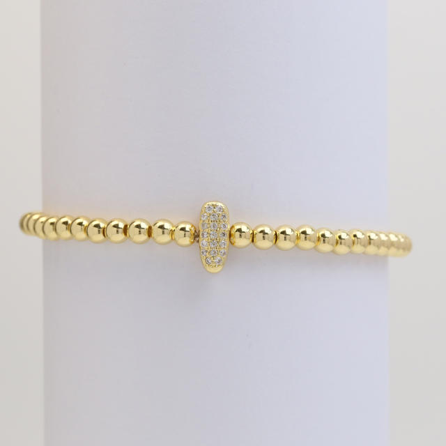 18KG diamond bubble letter initial letter copper bead bracelet