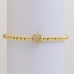 18KG diamond bubble letter initial letter copper bead bracelet