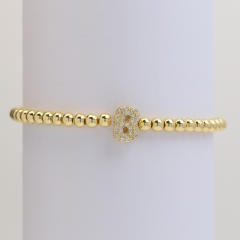 18KG diamond bubble letter initial letter copper bead bracelet