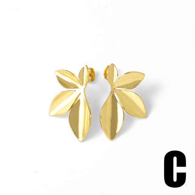 18KG chunky flower petal copper bigger earrings