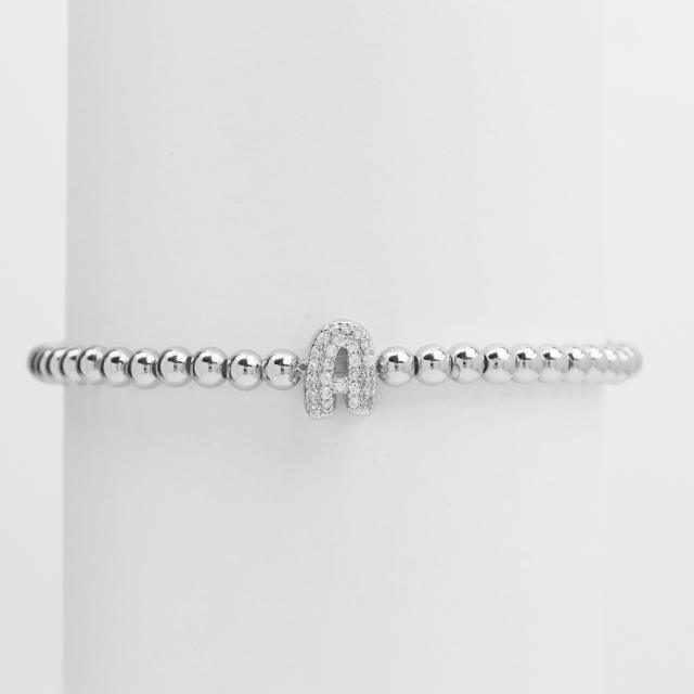 18KG diamond bubble letter initial letter copper bead bracelet