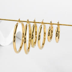 18KG hollow out different size big hoop stainless steel earrings