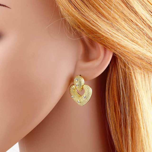 18KG copper chunky heart bigger earrings