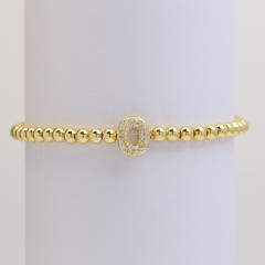 18KG diamond bubble letter initial letter copper bead bracelet