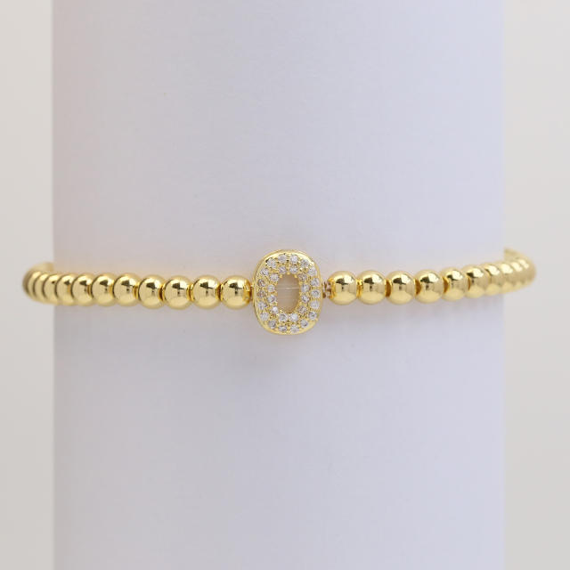 18KG diamond bubble letter initial letter copper bead bracelet