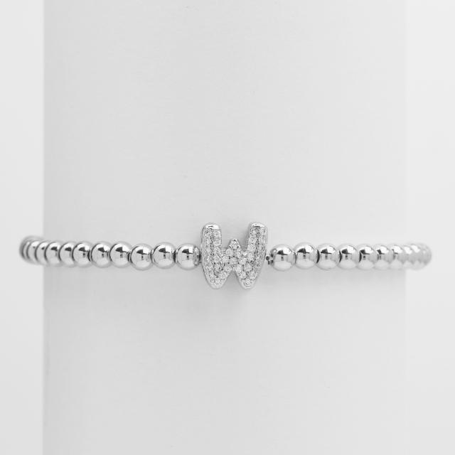 18KG diamond bubble letter initial letter copper bead bracelet