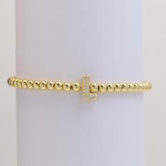 18KG diamond bubble letter initial letter copper bead bracelet