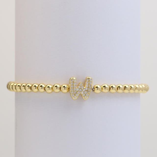18KG diamond bubble letter initial letter copper bead bracelet
