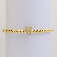 18KG diamond bubble letter initial letter copper bead bracelet