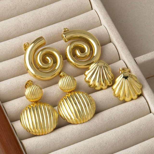 18KG copper sprial chunky bigger earrings