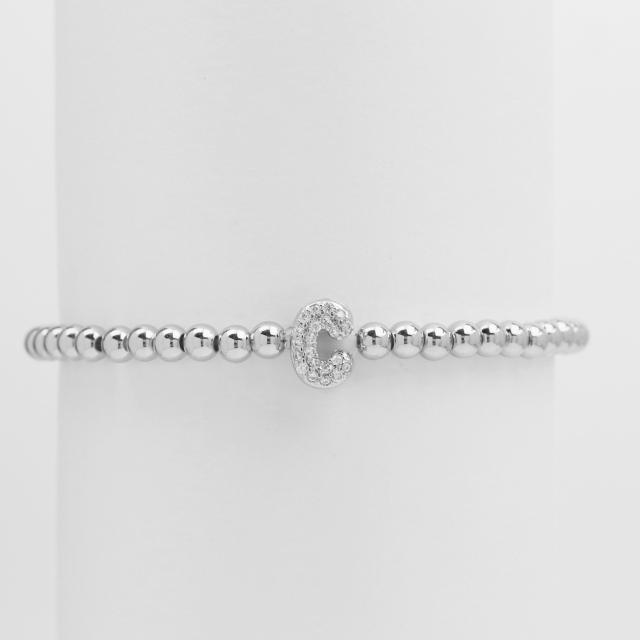 18KG diamond bubble letter initial letter copper bead bracelet