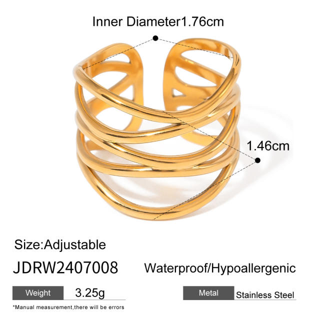 Hot sale gold color chunky stainless steel finger rings collection