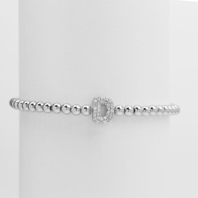18KG diamond bubble letter initial letter copper bead bracelet