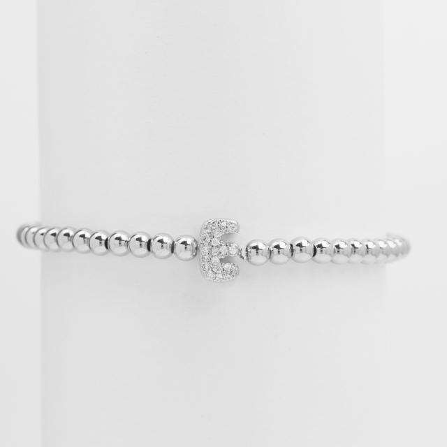 18KG diamond bubble letter initial letter copper bead bracelet