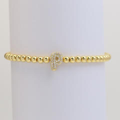 18KG diamond bubble letter initial letter copper bead bracelet