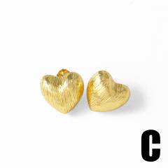 18KG copper chunky heart bigger earrings