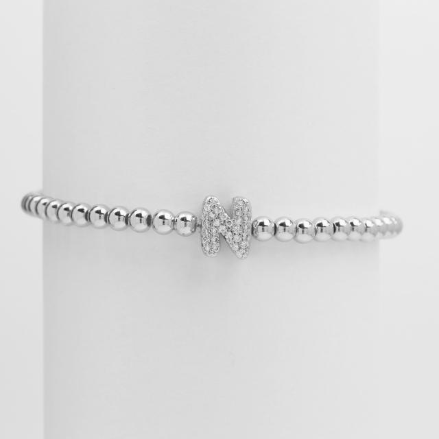 18KG diamond bubble letter initial letter copper bead bracelet