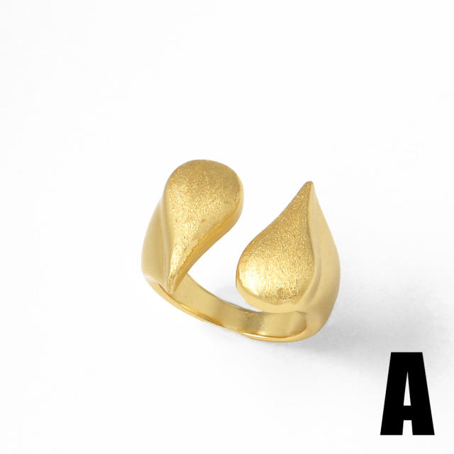 Real gold plated copper frosted pattern chunky finger rings
