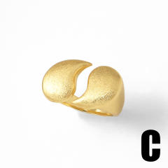 Real gold plated copper frosted pattern chunky finger rings