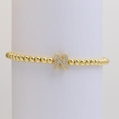 18KG diamond bubble letter initial letter copper bead bracelet