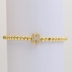 18KG diamond bubble letter initial letter copper bead bracelet