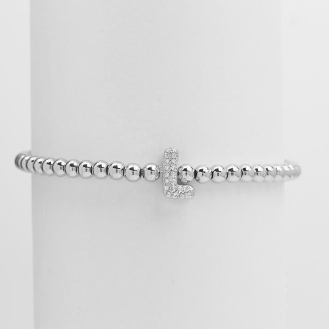 18KG diamond bubble letter initial letter copper bead bracelet