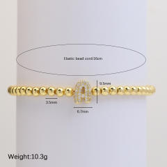 18KG diamond bubble letter initial letter copper bead bracelet
