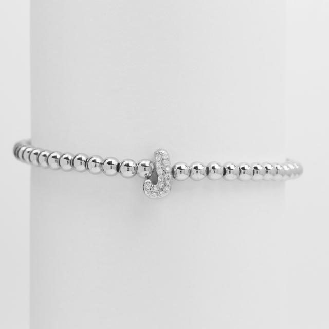 18KG diamond bubble letter initial letter copper bead bracelet