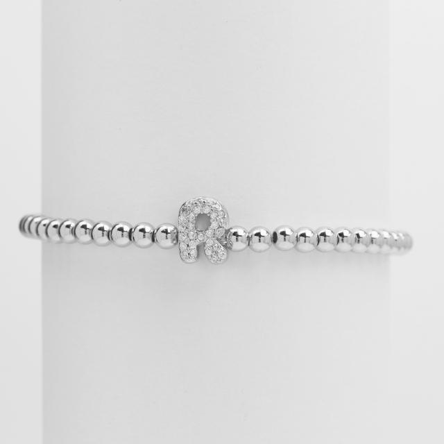 18KG diamond bubble letter initial letter copper bead bracelet