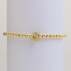 18KG diamond bubble letter initial letter copper bead bracelet