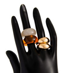 Geometric chunky acrylic alloy finger rings set