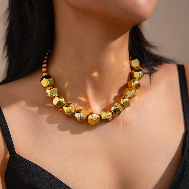 Chunky irregular CCB bead choker necklace bracelet set